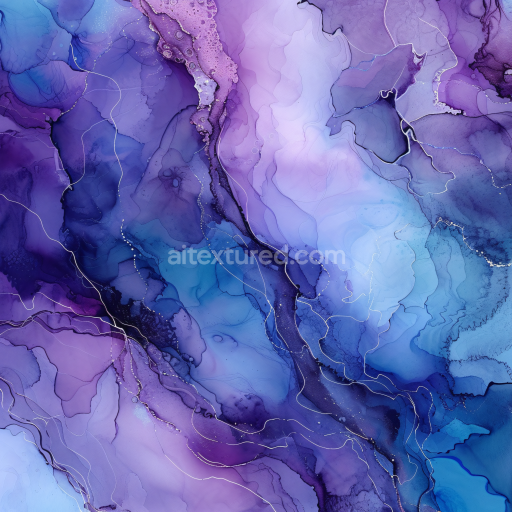 Seamless 3D Alcohol Ink PBR Texture Featuring Flowing Violet and Blue Veins