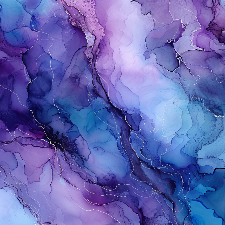 Alcohol Ink Featuring Flowing Violet and Blue Veins seamless PBR texture preview