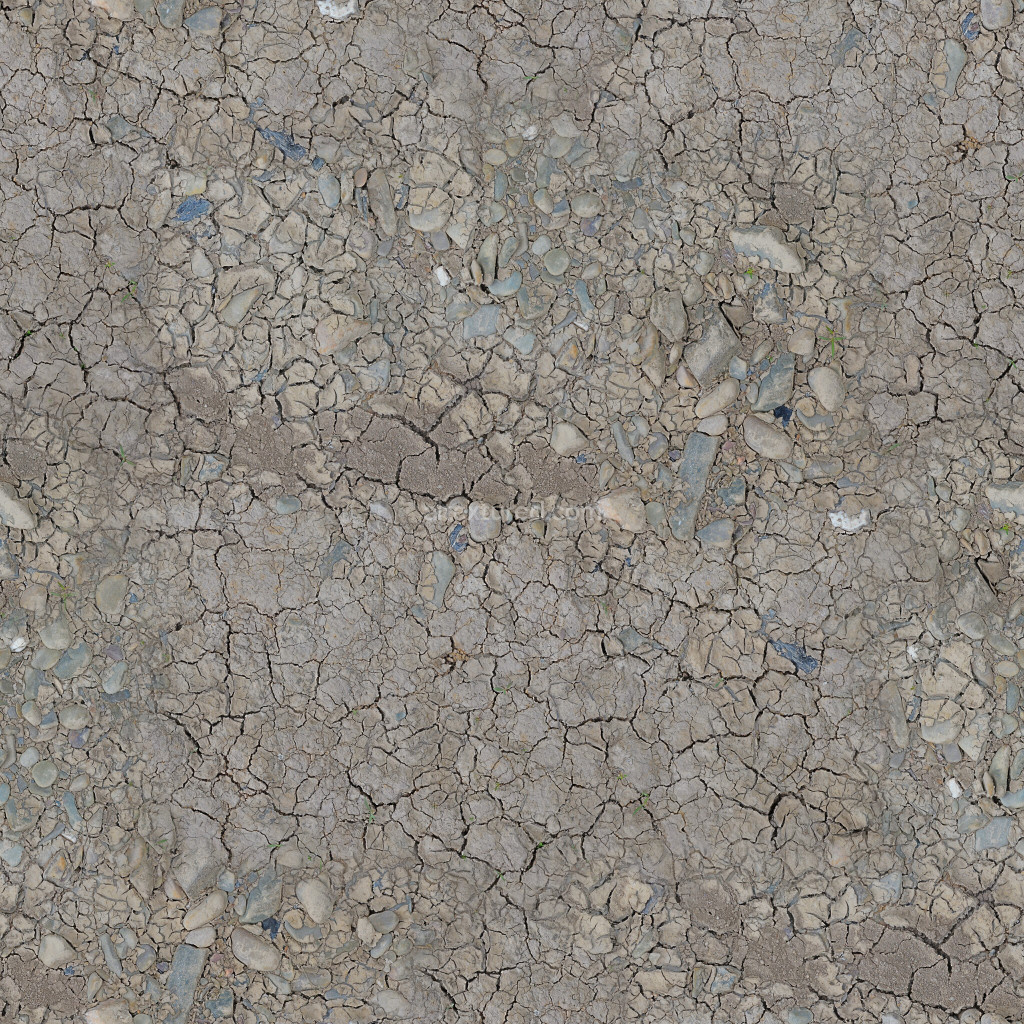Seamless PBR ground texture with rocky and dry detail