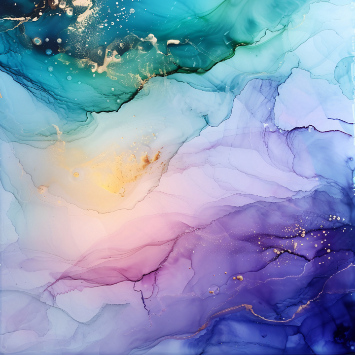 Alcohol Ink Featuring Soft Blue, Violet, and Pastel Swirling Patterns seamless PBR texture preview