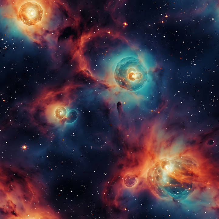 Space Featuring Vibrant Nebulae and Starfield seamless PBR texture preview
