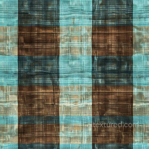 Seamless 3D PBR Plaid Fabric Texture in Blue and Brown Hues with Fine Weave texture preview