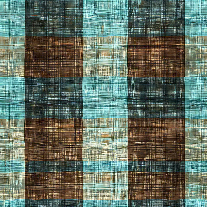 Plaid Fabric in Blue and Brown Hues with Fine Weave seamless PBR texture preview