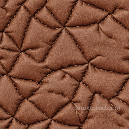 Quilted Brown Leather PBR Texture with Padded Grain Pattern and Stitching seamless Leather PBR texture