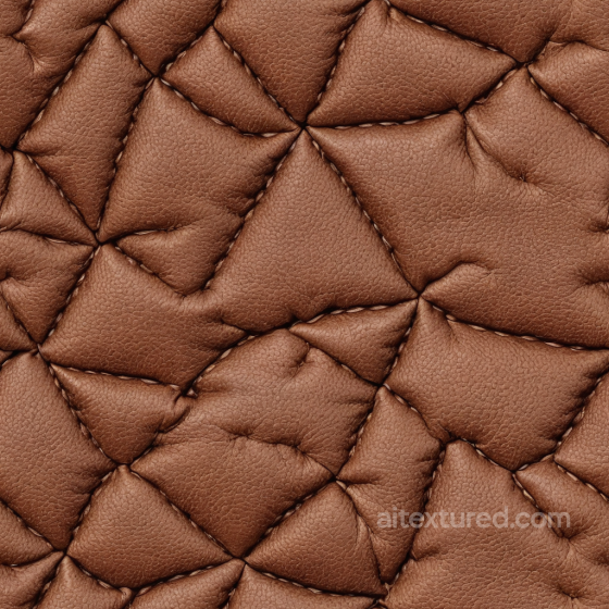 Quilted Brown Leather PBR Texture with Padded Grain Pattern and Stitching Leather texture preview