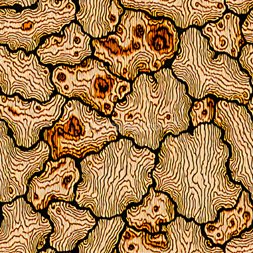 Seamless 3D PBR Crosscut Wood Texture Featuring Knots and Detailed Grain Patterns