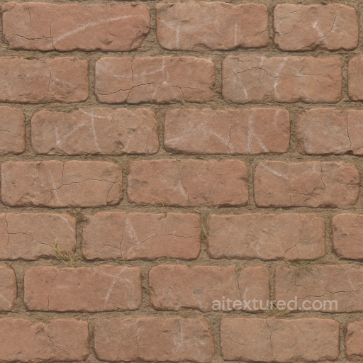 Brick Weathered With Chalk Markings And Cracked Surface Details seamless Park pavement PBR texture
