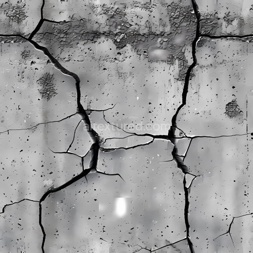 Seamless 3D PBR Cracked Concrete Texture Featuring Deep Fractures and Rough Surface
