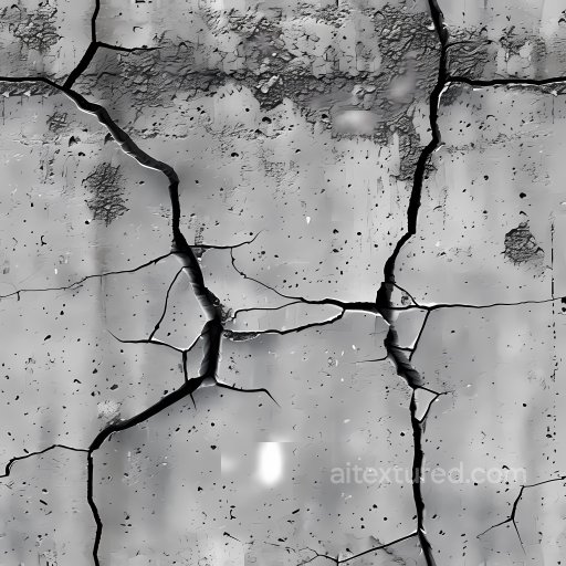 Cracked Concrete Texture Featuring Deep Fractures and Rough Surface seamless Cracked & Holes PBR texture