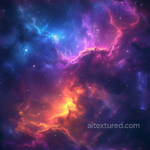 Space PBR Texture Featuring Colorful Nebula and Cosmic Clouds seamless Star, space, planets PBR texture