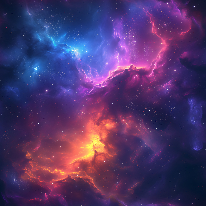 Space Featuring Vibrant Multicolor Nebula and Starfield seamless PBR texture preview