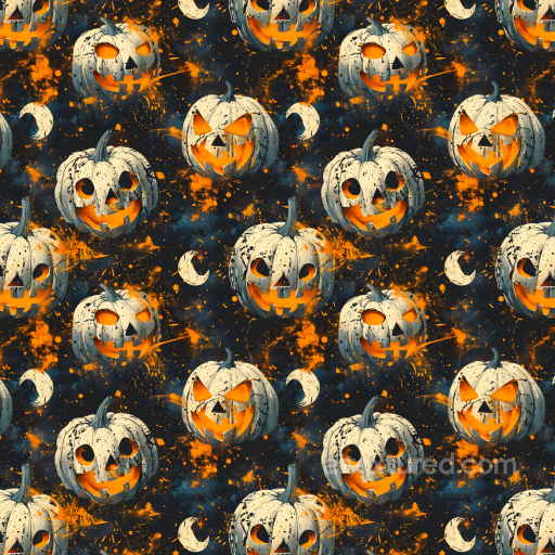 Watercolor Halloween Jack-o'-Lantern Pumpkin Pattern Texture seamless Watercolor Halloween PBR texture