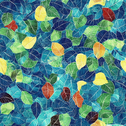 Seamless 3D PBR Mosaic Texture of Colorful Natural Leaf Pattern texture preview