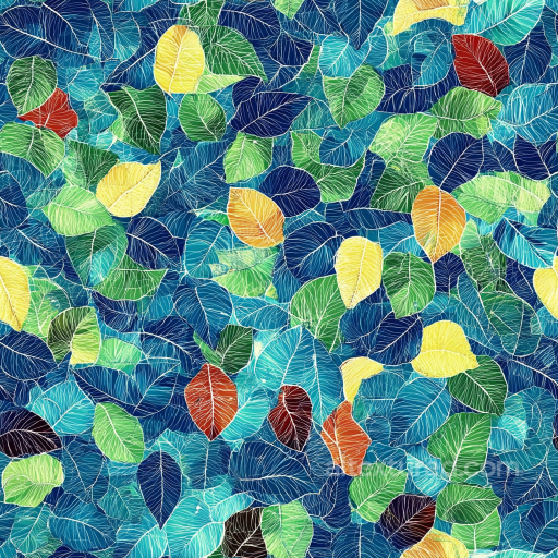 Mosaic Texture of Colorful Natural Leaf Pattern seamless Mosaic PBR texture
