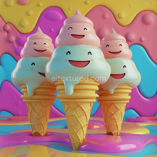 Seamless 3D Inflated PBR Texture of Colorful Puffy Vinyl Bubbles