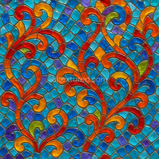 Seamless 3d texture pbr 8k mosaic smalti glass with vibrant hues and translucent glass