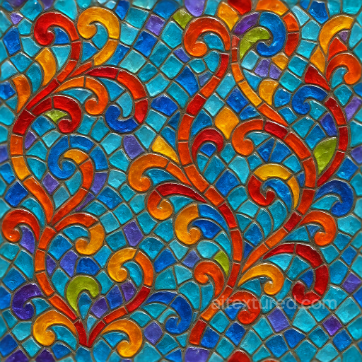Mosaic Smalti Glass With Vibrant Hues And Translucent Glass seamless Mosaic PBR texture