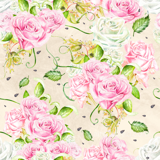 Floral Texture with Delicate Pink and White Roses seamless Flower  PBR texture
