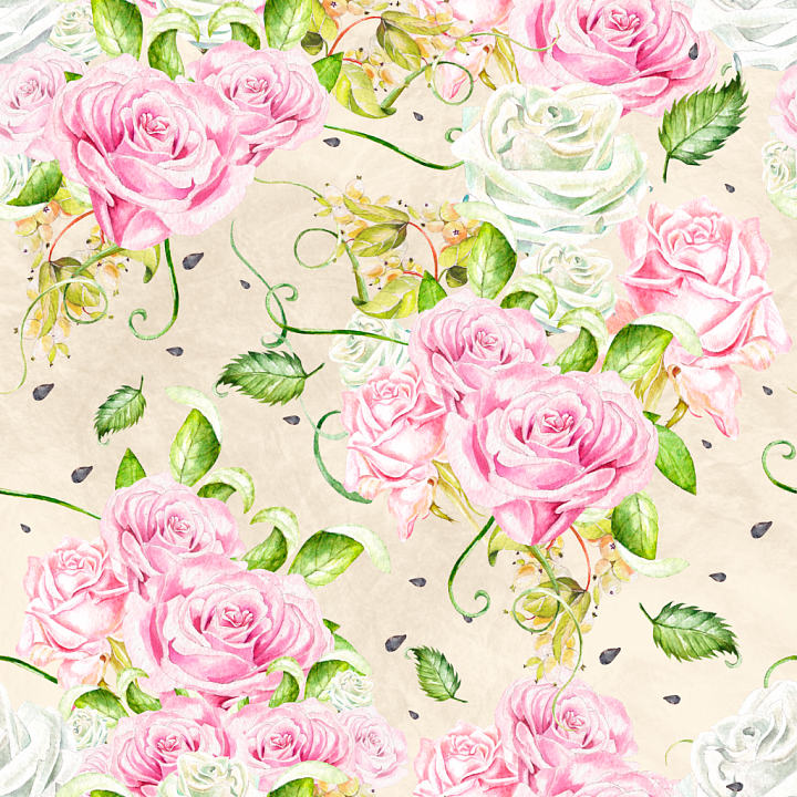 Floral with Delicate Pink and White Roses seamless PBR texture preview