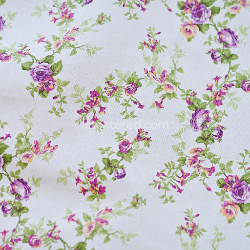 Seamless 3D PBR Fabric Texture with Purple and Pink Wild Flower Print