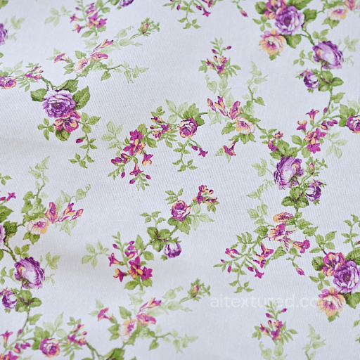 Fabric Texture with Purple and Pink Wild Flower Print seamless Wild Flower PBR texture
