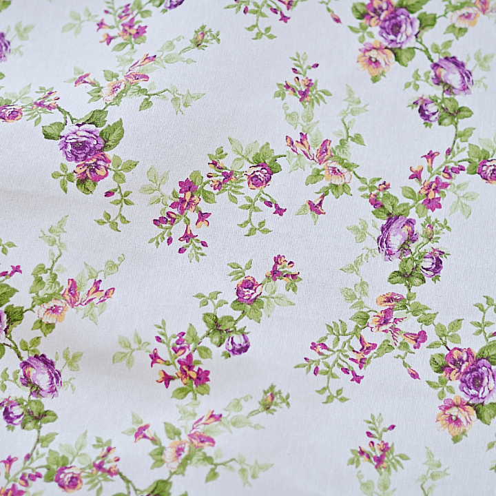 Fabric with Purple and Pink Wild Flower Print seamless PBR texture preview