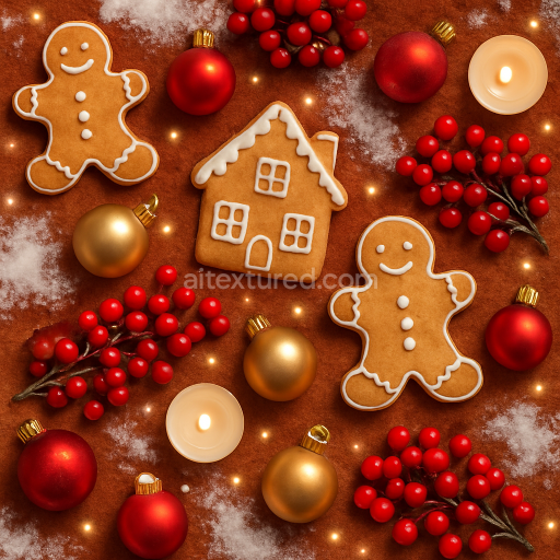 Seamless 8k PBR 3d Texture of Gingerbread Cookie Surface with Icing Detail