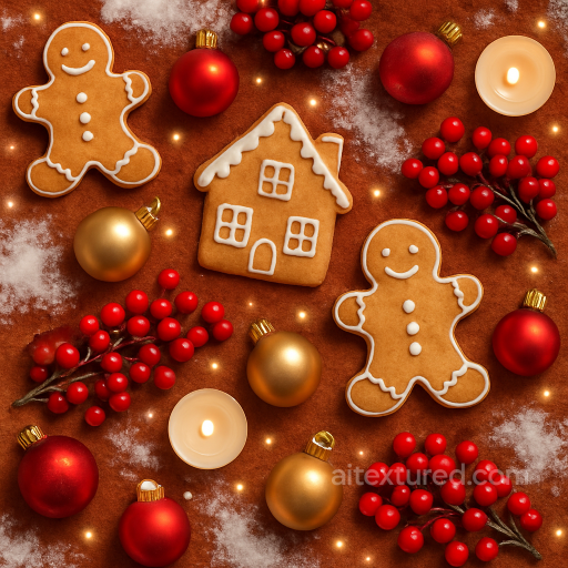 Seamless 8K PBR 3D Texture of Gingerbread Cookie Surface with Icing Detail seamless Merry christmas PBR texture