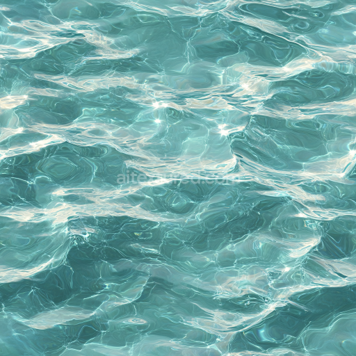 Seamless 3D Water PBR Texture Featuring Realistic Turquoise Shallow Water Surface with Soft Wave Ripples