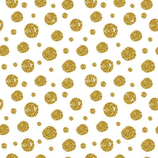 Seamless 3D PBR Texture with Gold Glitter Polka Dot Pattern on White