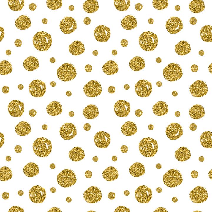 with Gold Glitter Polka Dot Pattern on White seamless PBR texture preview