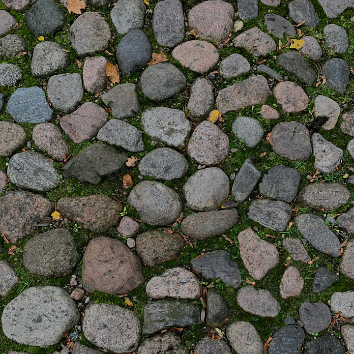 Natural Stone Pavement for Asphalt seamless PBR texture preview