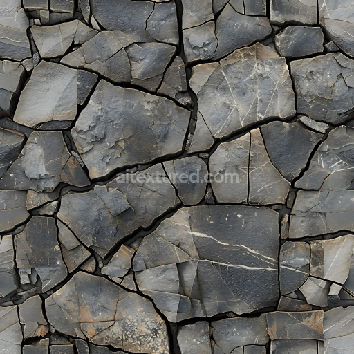 Seamless 3D Slate Stone Rock PBR Texture with Cracked and Stratified Details