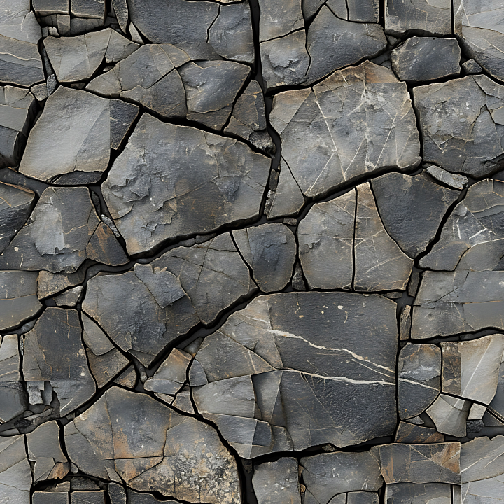 Slate Stone Rock with Cracked and Stratified Details seamless PBR texture preview