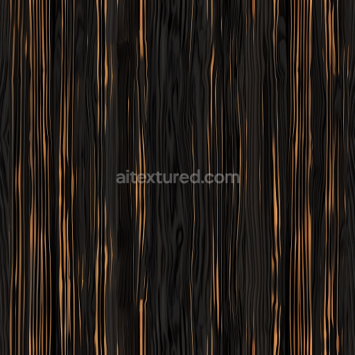 Seamless 3D PBR Texture of Blackened Wood Planks with Warm Grain Highlights