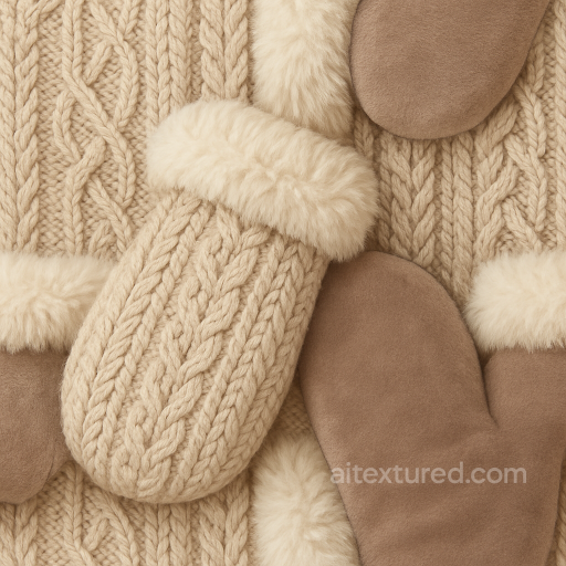 Warm Wool Mittens Knit Festive Cozy Textile seamless Merry christmas PBR texture