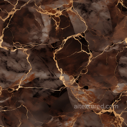 Brown Marble PBR Texture Featuring Polished Stone and Golden Vein Accents seamless Marble PBR texture
