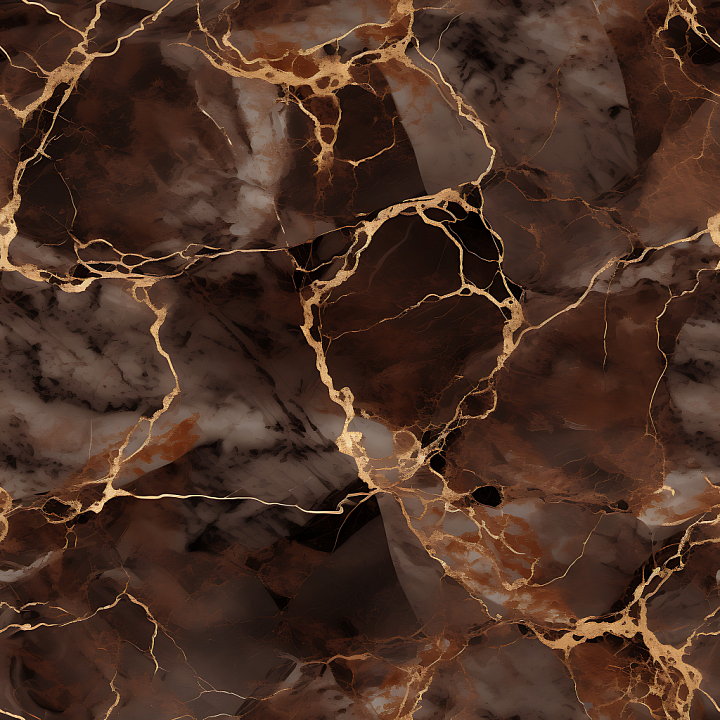 Brown Marble Featuring Polished Stone and Golden Vein Accents seamless PBR texture preview