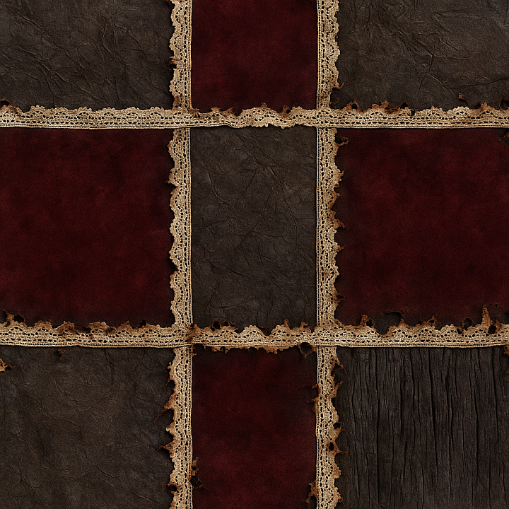 Witch Hat Fabric With Worn Leather And Lace Trim seamless PBR texture preview