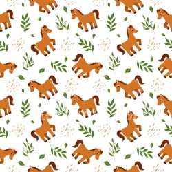 Pattern Bundle - Seamless 3D Pattern PBR Texture with Playful Horse Motifs and Green Leafy Accents texture preview