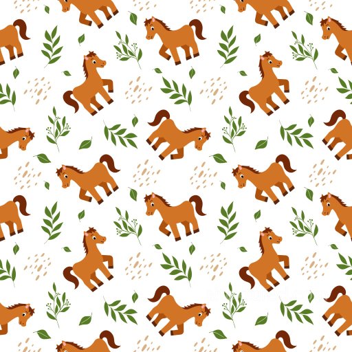 Pattern PBR Texture with Playful Horse Motifs and Green Leafy Accents seamless Pattern Bundle PBR texture