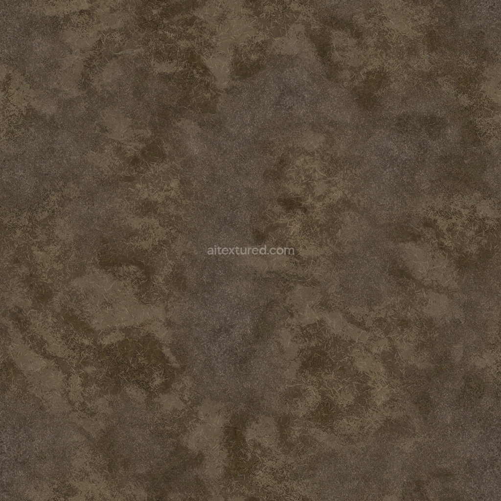 Seamless PBR ground texture with dark, gritty details.
