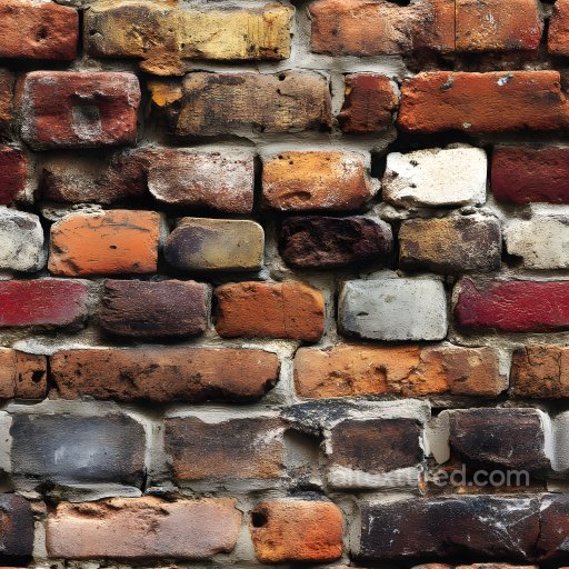 Cracked and Chipped Multicolor Brick Wall Texture seamless Brick PBR texture