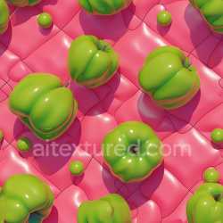 seamless Seamless 3D Inflated Vinyl Panels PBR Texture with Shiny Pink Base and Green Bulbs texture 8k free download PBR