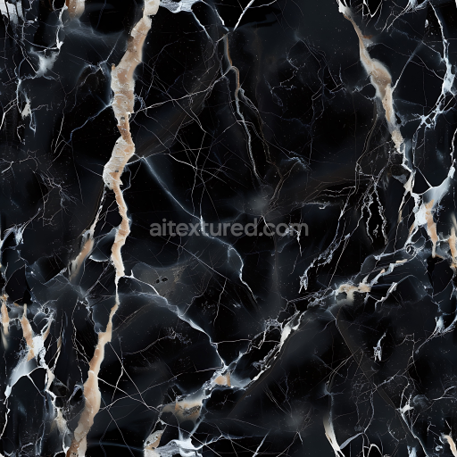 Seamless 3D Clear Black Natural Marble PBR Texture with Elegant Veins