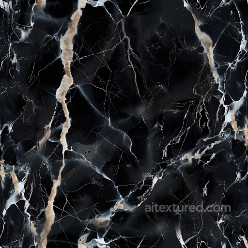 Clear Black Natural Marble PBR Texture with Elegant Veins seamless Marble PBR texture