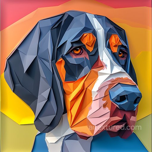 Animal - Seamless 3D PBR Texture Featuring Blue Tick Coonhound Origami Geometric Pattern texture preview