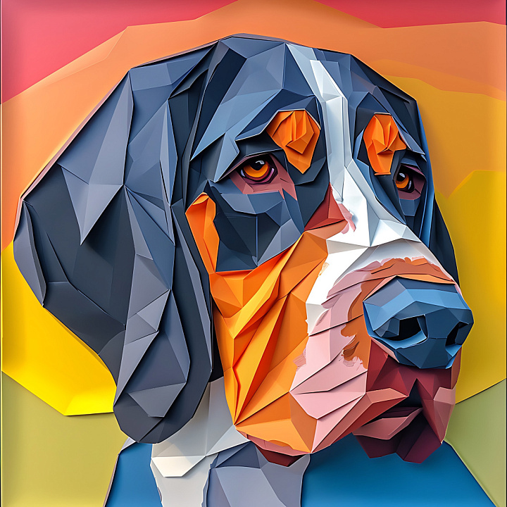 Featuring Blue Tick Coonhound Origami Geometric Pattern seamless PBR texture preview
