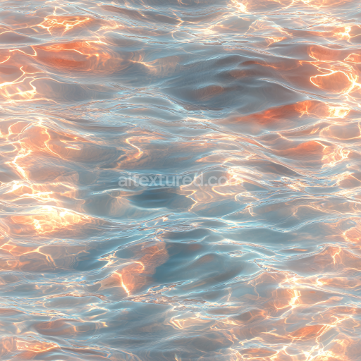 Seamless 3D Water PBR Texture Featuring Reflective Surface and Luminous Highlights