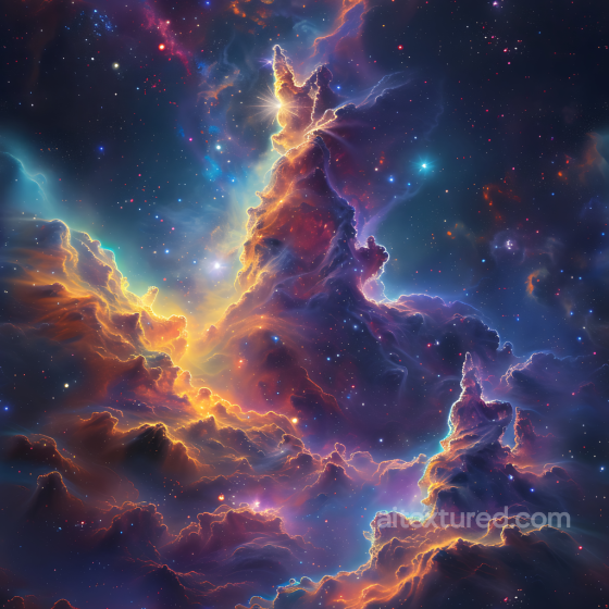 Space PBR Texture Featuring Vibrant Nebula Clouds with Glowing Edges and Starfield Star, space, planets texture preview